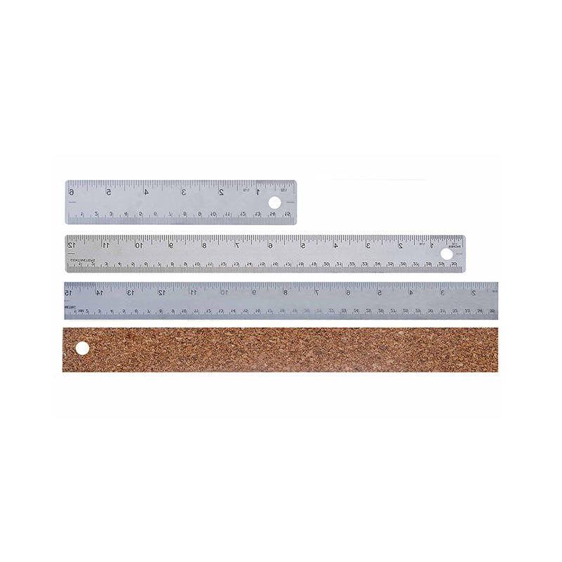 Stainless steel corked- backed ruler
